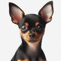 Poster - A delightful small dog showcases its unique personality with large ears and an expressive face. The bright background enhances its playful nature, bringing joy to onlookers