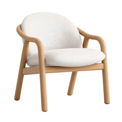 Poster - Modern Minimalist Chair Design with Soft Upholstery and Wooden Legs isolated on white background or PNG 
