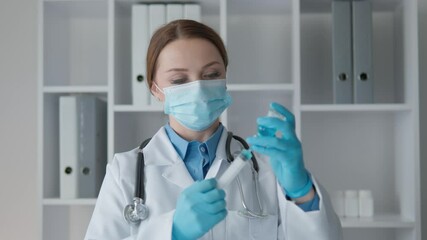 Poster - A scientist in the laboratory examines the microcosm under a microscope, collecting data for in-depth analysis of the structure and function of biological systems. Blood test