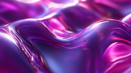 Fototapete - Abstract 3D background vibrant magenta tones and wavy glass shapes creating a modern dynamic design with a touch of neon wave elements