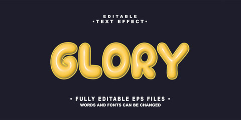 Poster - editable 3d inflate glory text effect.typhography logo