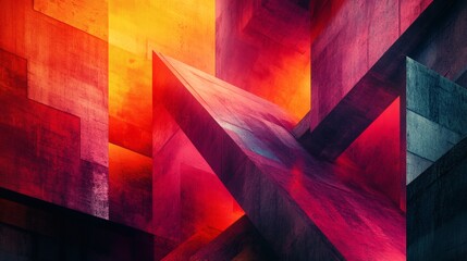 Poster - abstract art design featuring 3d background with bold geometric shapes and complex textures highligh