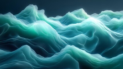 Poster - Abstract background featuring gradient of mint green and dark navy blue waves with a grainy noise texture for a fresh and dynamic wallpaper design