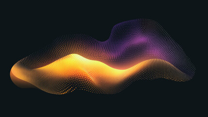 Poster - Abstract Waveform: Golden and purple hues blend seamlessly in a dynamic, abstract waveform, evoking feelings of energy, fluidity, and technological advancement against a dark background. 