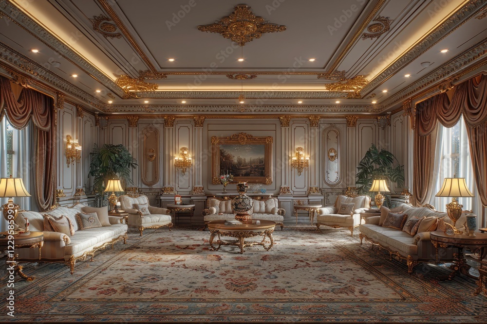 Photograph a classic and elegant traditional living room with ...
