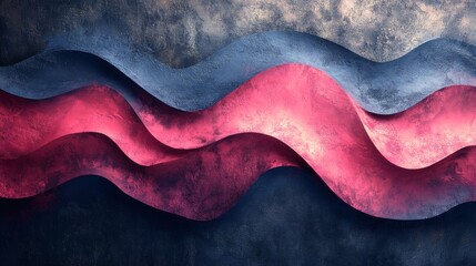Fototapete - Abstract background a blend of coral pink and dark slate blue waves featuring a grainy noise texture for a contemporary and artistic wallpaper design