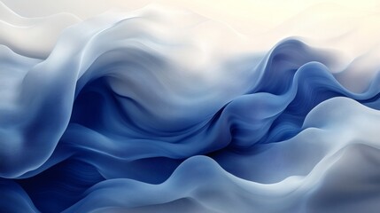 Poster - Abstract background a smooth flow of navy blue and light gray waves featuring a grainy texture and noise effect for an elegant wallpaper design