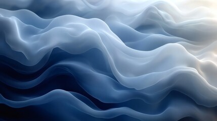 Poster - Abstract background a smooth flow of navy blue and light gray waves featuring a grainy texture and noise effect for an elegant wallpaper design