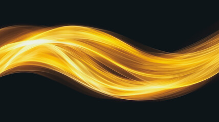 Poster - Golden Flow Abstract: A vibrant, dynamic abstract image featuring a swirling, luminous golden wave against a deep black background.  The flowing lines suggest movement, energy, and fluidity. 