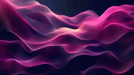 Poster - Abstract background flowing waves in vivid magenta and dark olive green featuring a grainy texture and noise effect for a bold design