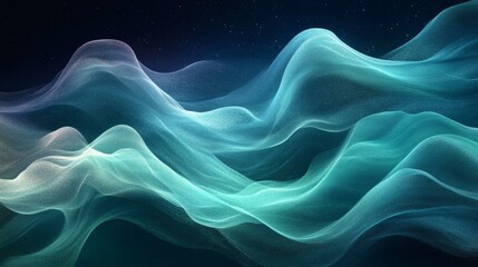 Wall Mural - Abstract background flowing waves in midnight blue and dark green featuring a grainy noise texture for a visually engaging header design