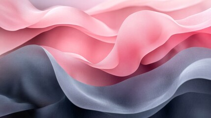 Fototapete - Abstract background flowing waves in soft pink and charcoal gray featuring a grainy texture and subtle noise effect for a modern and elegant wallpaper design