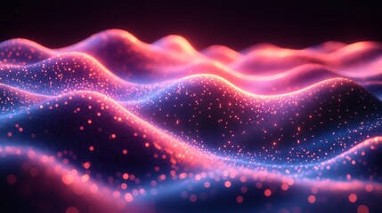 Fototapete - Abstract background neon blue and pink wave patterns threedimensional geometric textures and glowing gradients forming a hightech design