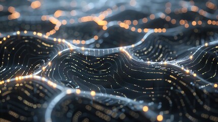 Poster - A 3D rendering of a glowing digital network.