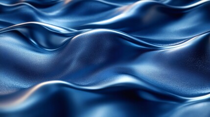 Poster - abstract background smooth waves in deep blue and metallic silver featuring a grainy noise texture f