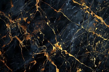 Poster - Luxurious black marble with golden veins creates an elegant and sophisticated pattern, perfect for high end design projects