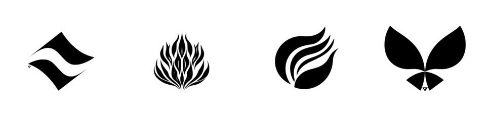 Poster - Unique black and white logo designs showcasing various abstract shapes and elements highlighting creativity and artistic expression