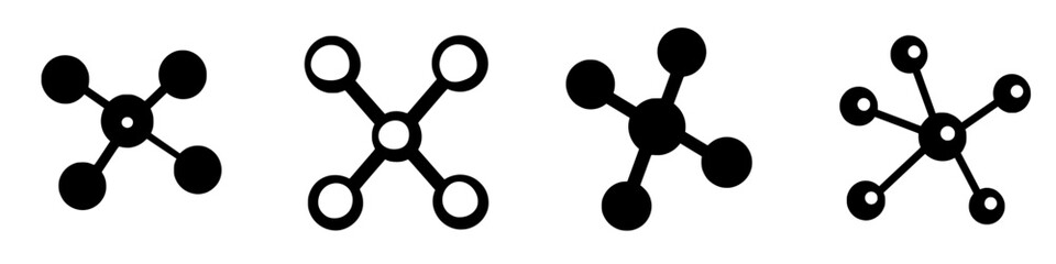 Poster - Abstract black shapes representing molecular structures on a white background in a simplified design