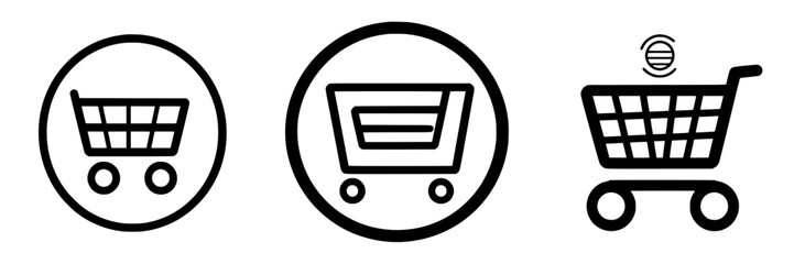 Aufkleber - Collection of shopping cart icons showcasing different designs and features for online retail use