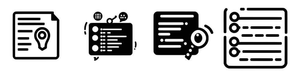 Poster - creative graphic icons representing communication, collaboration, and information sharing in a digit