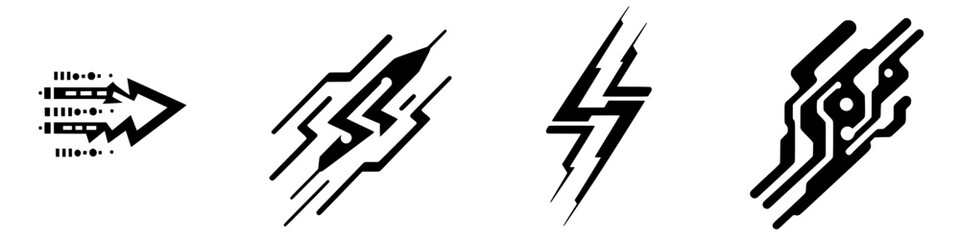 Poster - Abstract symbols representing speed and energy in a modern art style