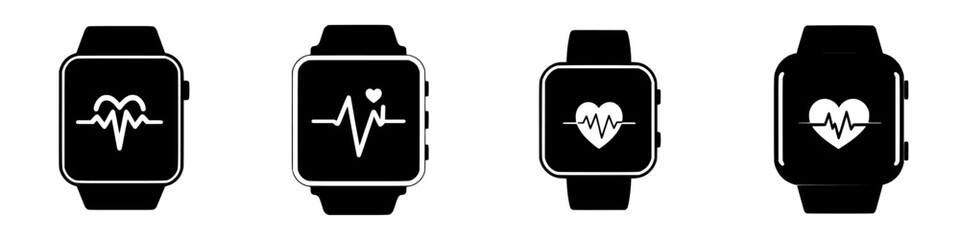 Poster - Trends in wearable technology with heart rate monitoring designs showcased on modern smartwatches