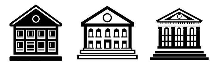 Poster - Different architectural styles of classical buildings represented in black and white designs crafted for educational purposes