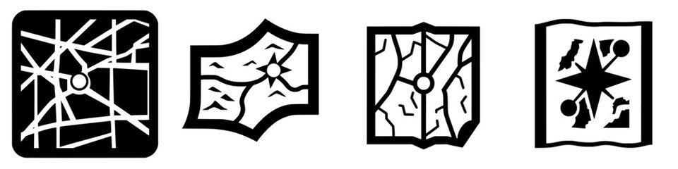 Poster - Exploring various map symbols representing navigation and location in a modern urban setting
