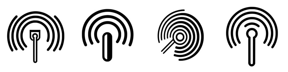 Poster - Different signal patterns representing communication waves and data transfer