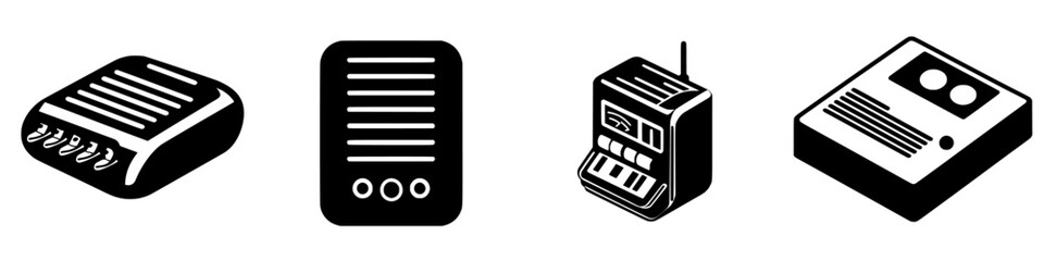 Poster - Various types of musical instruments and devices displayed together in a minimalist style