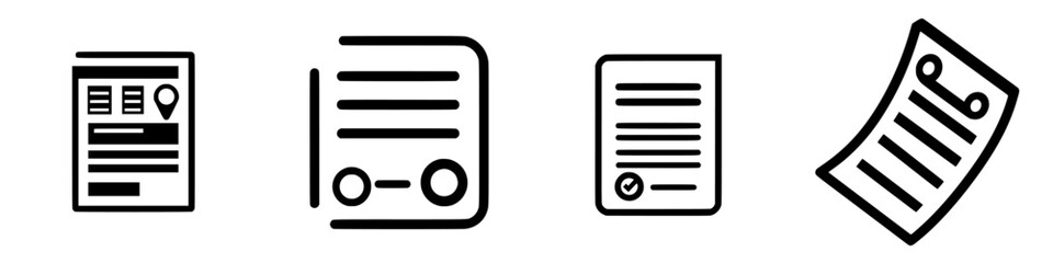 Poster - Four distinct handwritten document icons representing various forms of notes, forms, and lists on a simple background