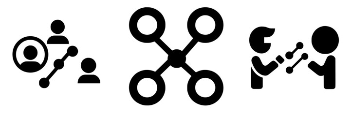 Poster - Conceptual representation of social connections and interactions in a digital environment illustrated with simple icons