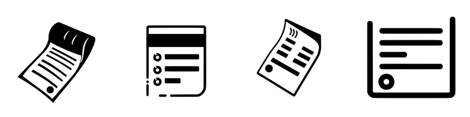 Poster - Collection of various document icons representing note-taking, lists, and form submissions in a simple graphic design