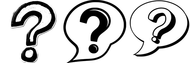 Poster - Creative question marks in various styles displayed together to convey curiosity and inquiry