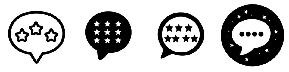 Poster - Diverse speech bubbles representing various feedback and rating systems in a creative design for communication