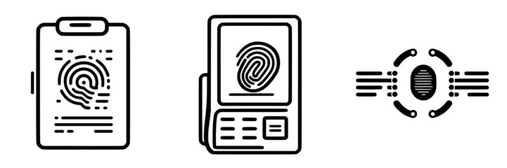 Poster - Multiple fingerprint recognition symbols used in identification and security processes for verification in various applications