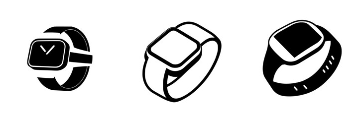 Poster - Stylish smartwatch designs showcased in a minimalist black and white illustration set
