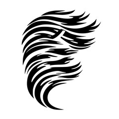 Poster - Intricate tribal pattern design with flowing lines and sharp edges created in black ink on a white background