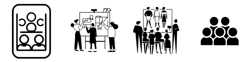 Poster - collaborative brainstorming and idea sharing among diverse teams in a modern workspace setting