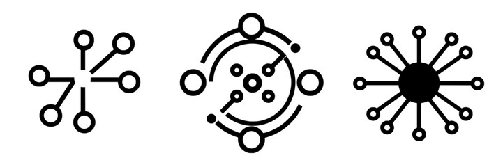 Poster - Abstract black and white patterns depicting connections and networks in a modern design style