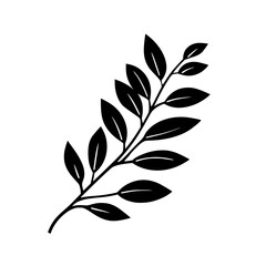 Poster - Leafy branch silhouette with detailed foliage design suitable for various artistic projects