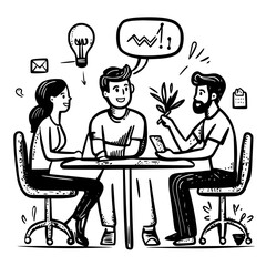 Poster - group of professionals engaged in a brainstorming session about business ideas and strategies in a m