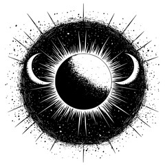 Poster - Celestial design featuring a solar eclipse with detailed textures and dynamic elements