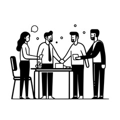 Poster - group discussion leads to a successful collaboration in a modern office setting with engaged partici