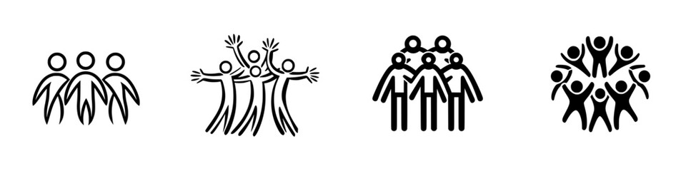 Poster - community connection symbols representing teamwork, joy, and collaboration in a diverse group settin