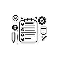 Poster - checklist for project management with detailed tasks and quality assurance in a corporate setting