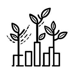 Poster - Modern minimalistic design of growing plants with leaves in various heights representing growth in nature