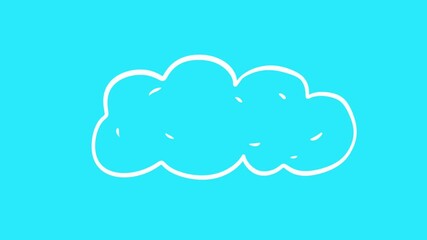Wall Mural - Animation cartoon clouds in doodle funny style. 2d motion element in white and blue version.