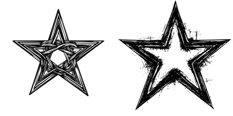 Poster - unique star designs featuring intricate patterns and a bold, rough style suitable for various artist