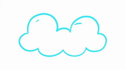 Wall Mural - Animation cartoon clouds in doodle funny style. 2d motion element in white and blue version.